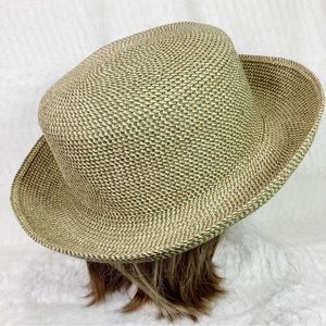 San Diego Hat Green Tan Straw Boater Hat NWOT